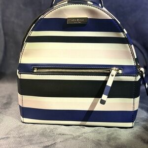 kate spade Striped Mini Backpack in Navy, White & Black